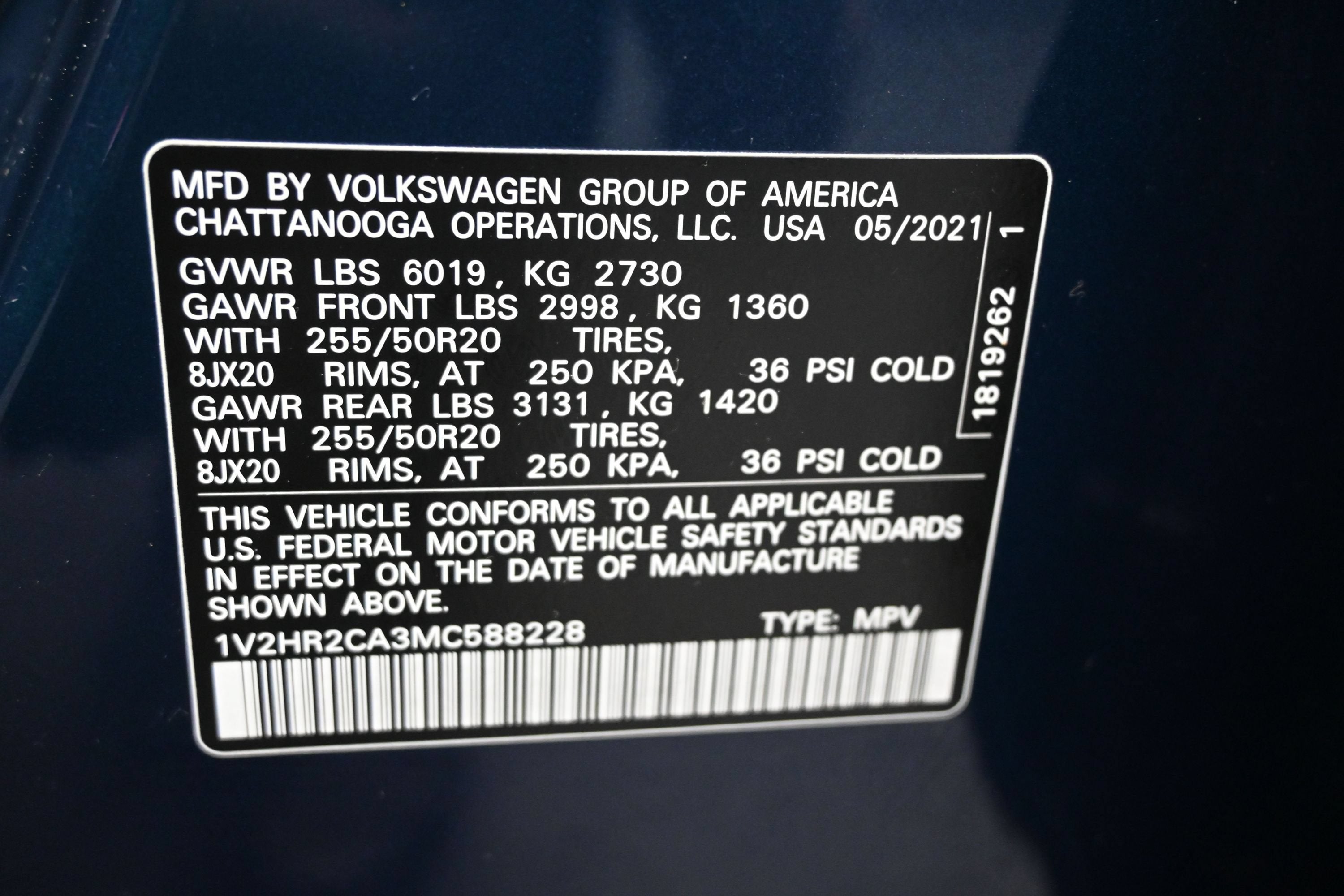 2021 Volkswagen Atlas 3.6L V6 SE w/Technology